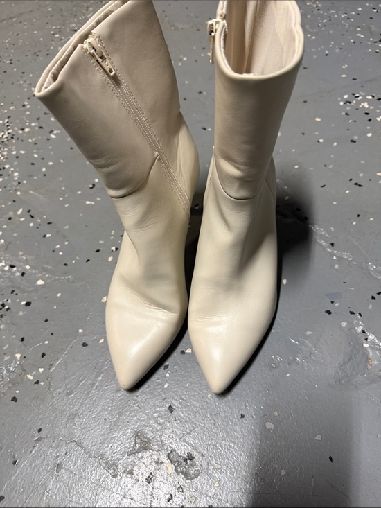 Dolce Vita Shoes - Dolce Vita Cream Pointed Toe Mid-Calf Heeled Boots